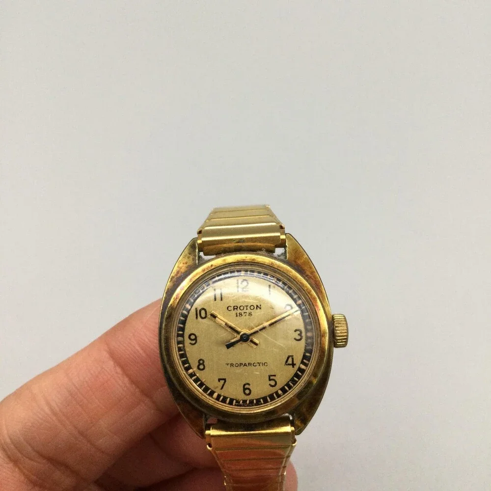 Vintage Croton Troparctic Womens Watch 23mm Champagne Dial Gold Tone Manual Wind